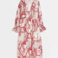 Red Print Frill Midi Dress, UK 10/EUR 36