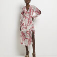 Red Print Frill Midi Dress, UK 10/EUR 36