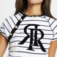 White ‘RR’ Stripe Short Sleeve T-Shirt , UK 14/ EUR 40